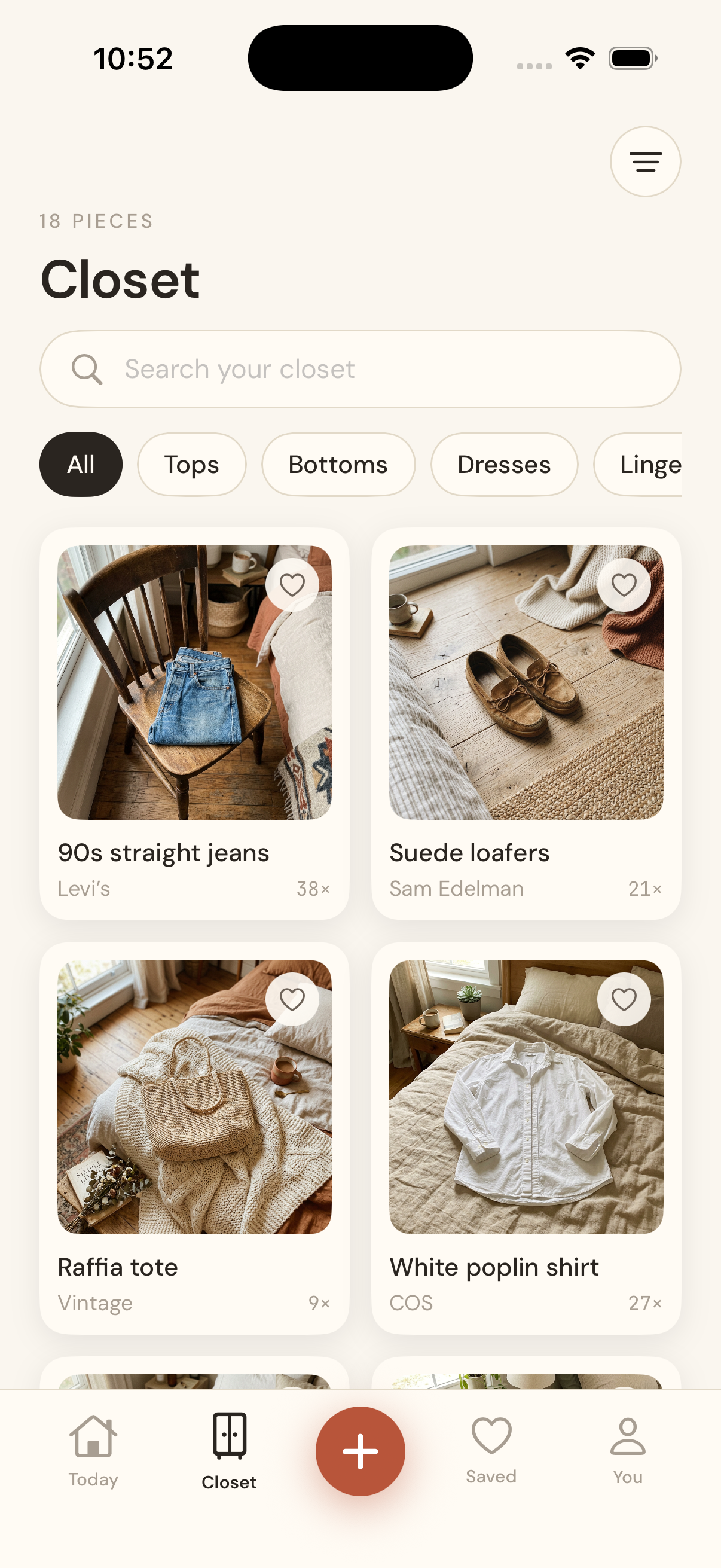Closet grid of clothing flat-lays